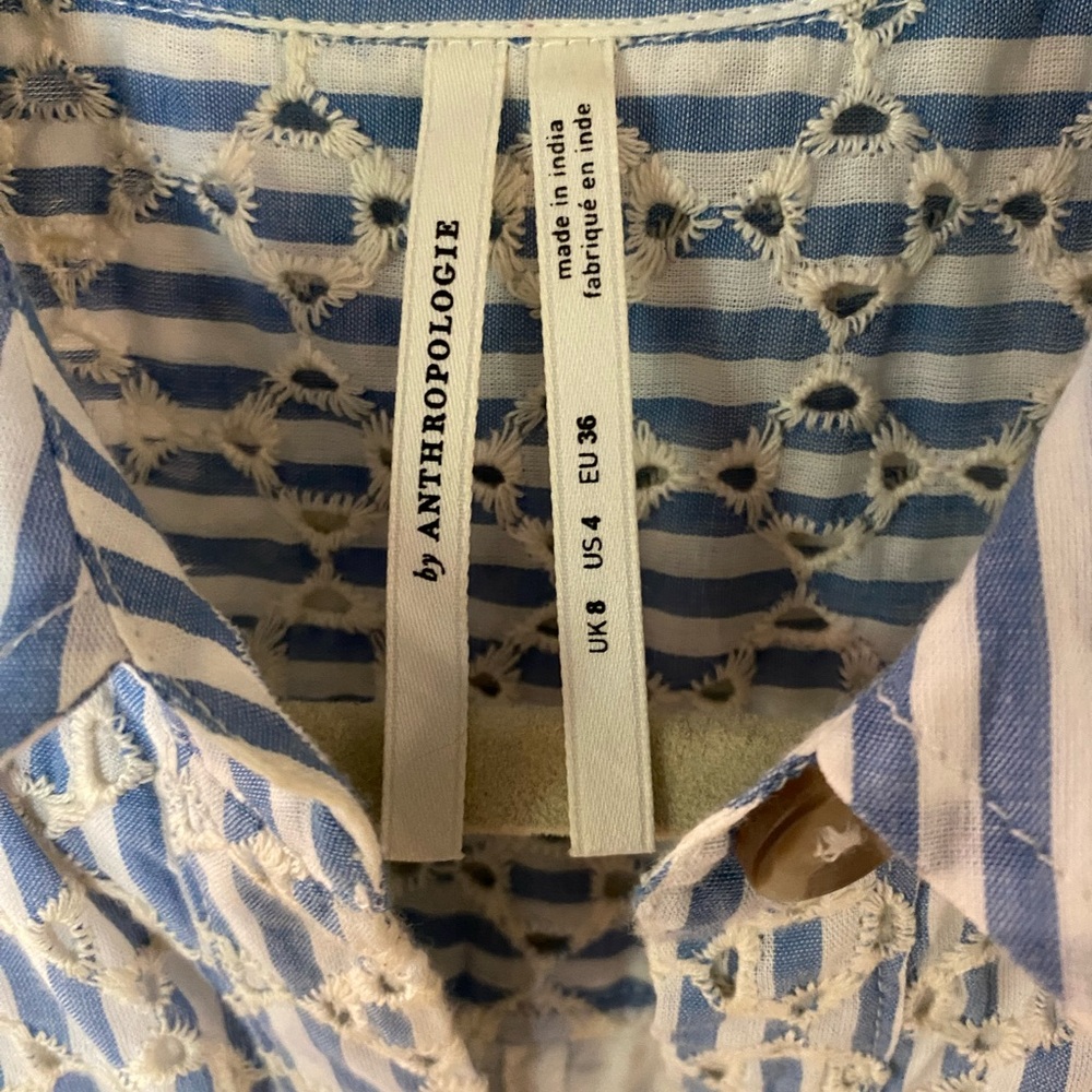 Blue seersucker Anthropologie dress - Picture 3 of 4
